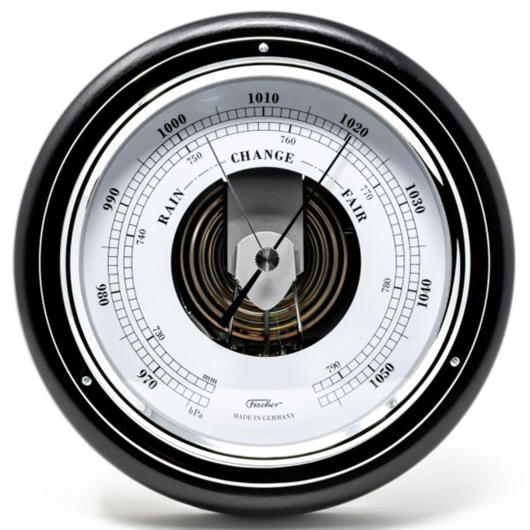 Popular Ebony & Chrome Barometer & Tide Clock Combo