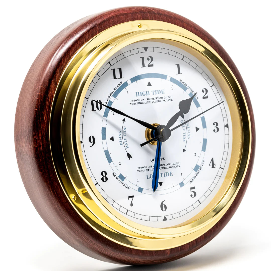 Popular  Mahogany 170mm Barometer & Tide Clock Combo