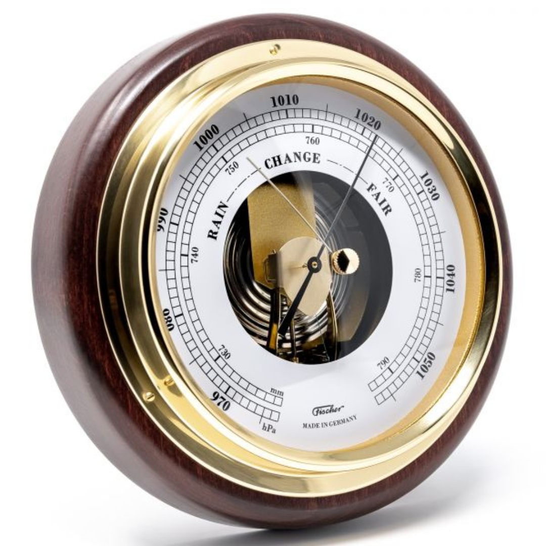 Popular  Mahogany 170mm Barometer & Tide Clock Combo
