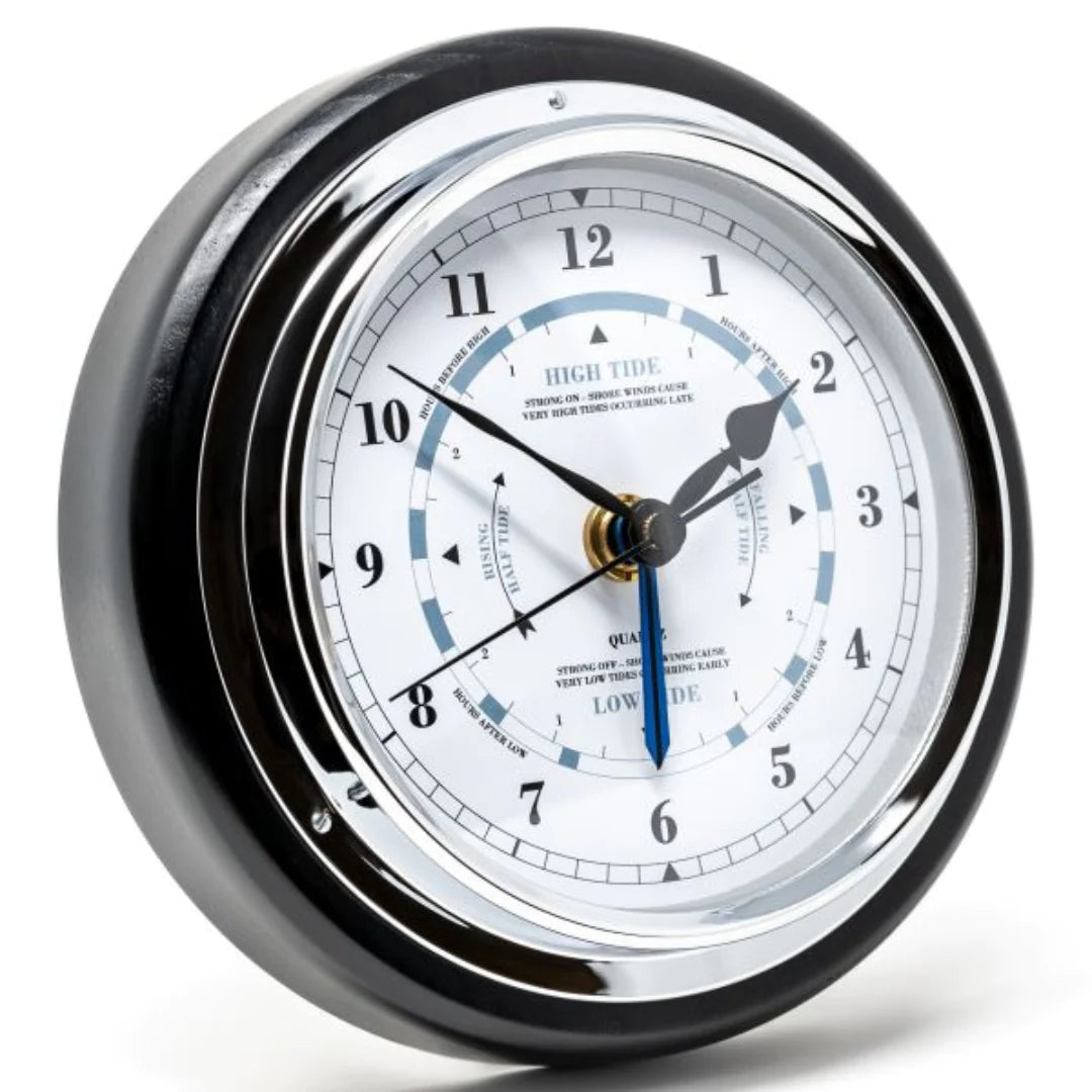 Popular Ebony & Chrome Barometer & Tide Clock Combo