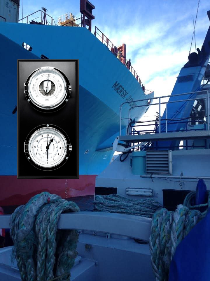 Impressive Solid Fischer Nautical Chrome Barometer & Tide Clock