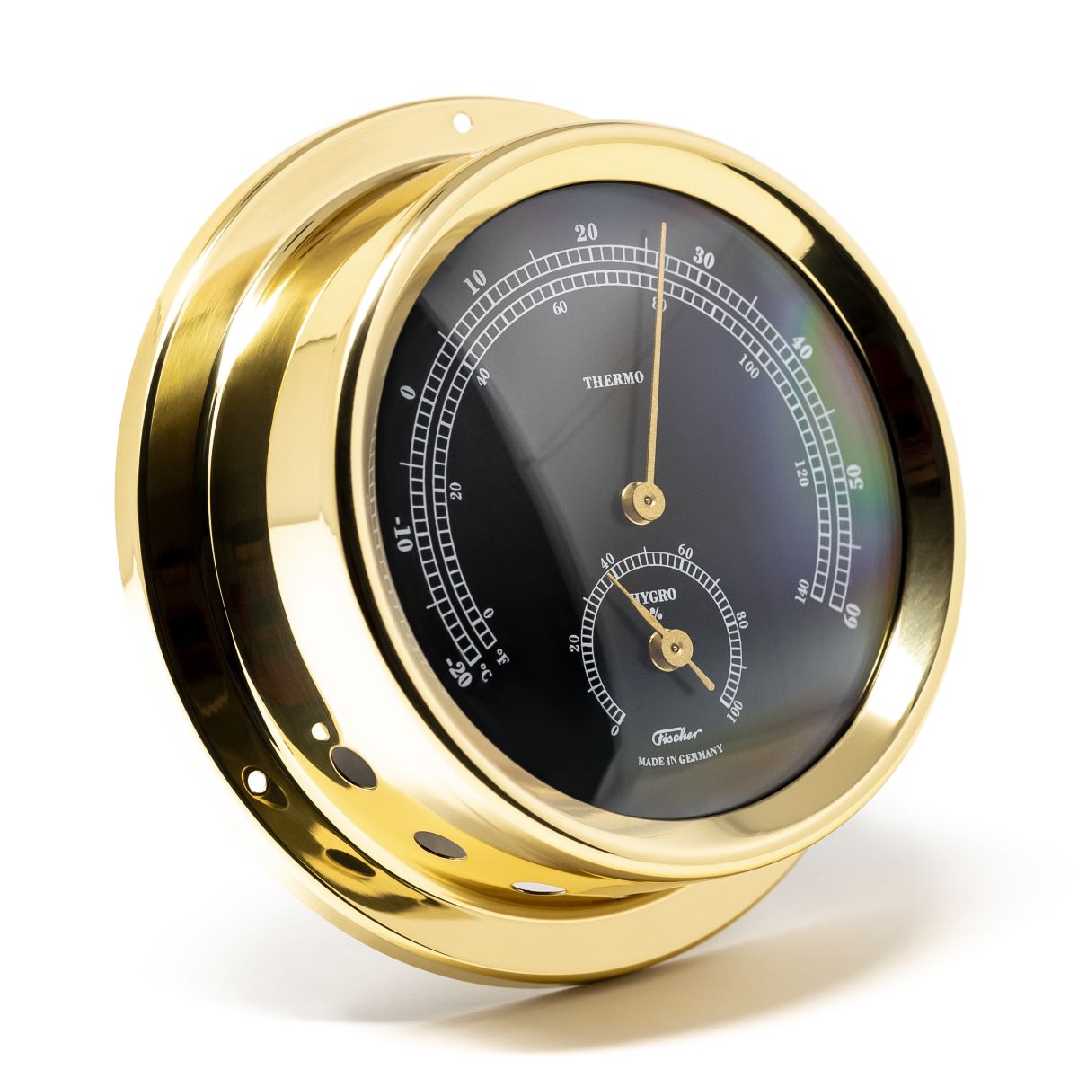 Polished Brass & Black Dial 125mm Barometer - Tide - Temp -Combo