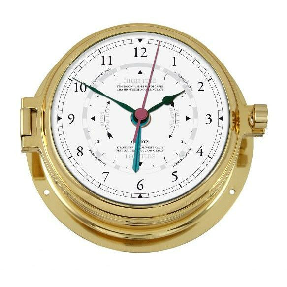 Solid Polished Brass Tide Clock & Barometer combo – Premium Marine Weather Instrument