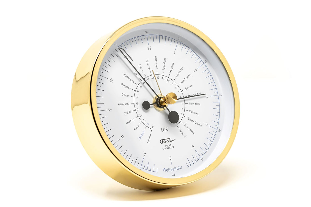 Designer POLAR Instruments - World Time Clock Polish Brass