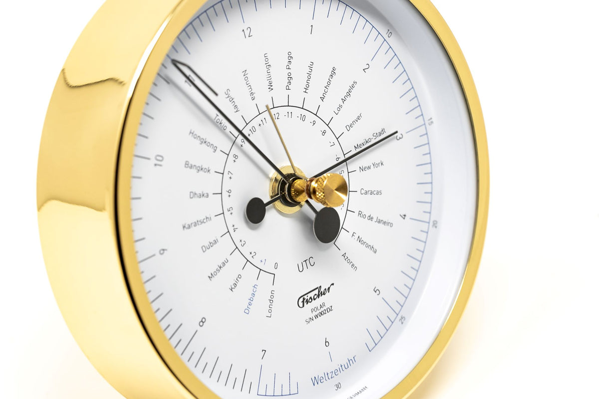 Designer POLAR Instruments - World Time Clock Polish Brass
