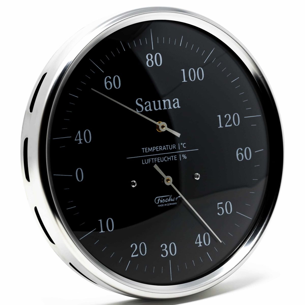 Fischer German Sauna Gauge – Black Dial 160mm (Temperature & Humidity)