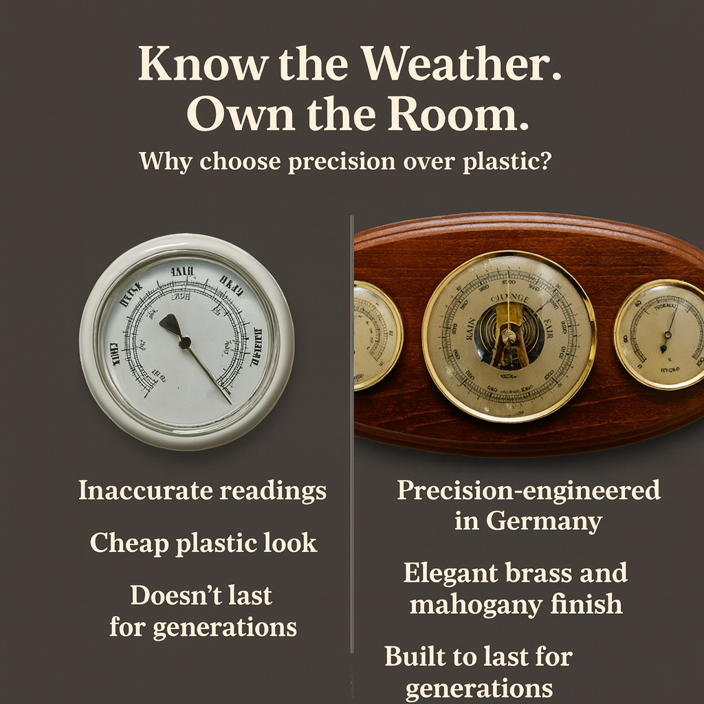 Oval Mahogany Weatherstation  -3 in 1 - Hygrometer + Barometer + Thermometer