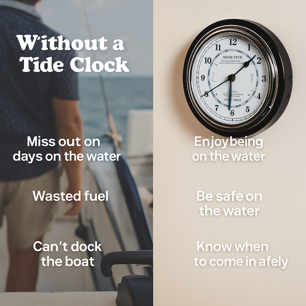 The Black & Chrome Tide Tracker – Precision Tide Clock + Quartz Wall Clock (Fischer Germany)