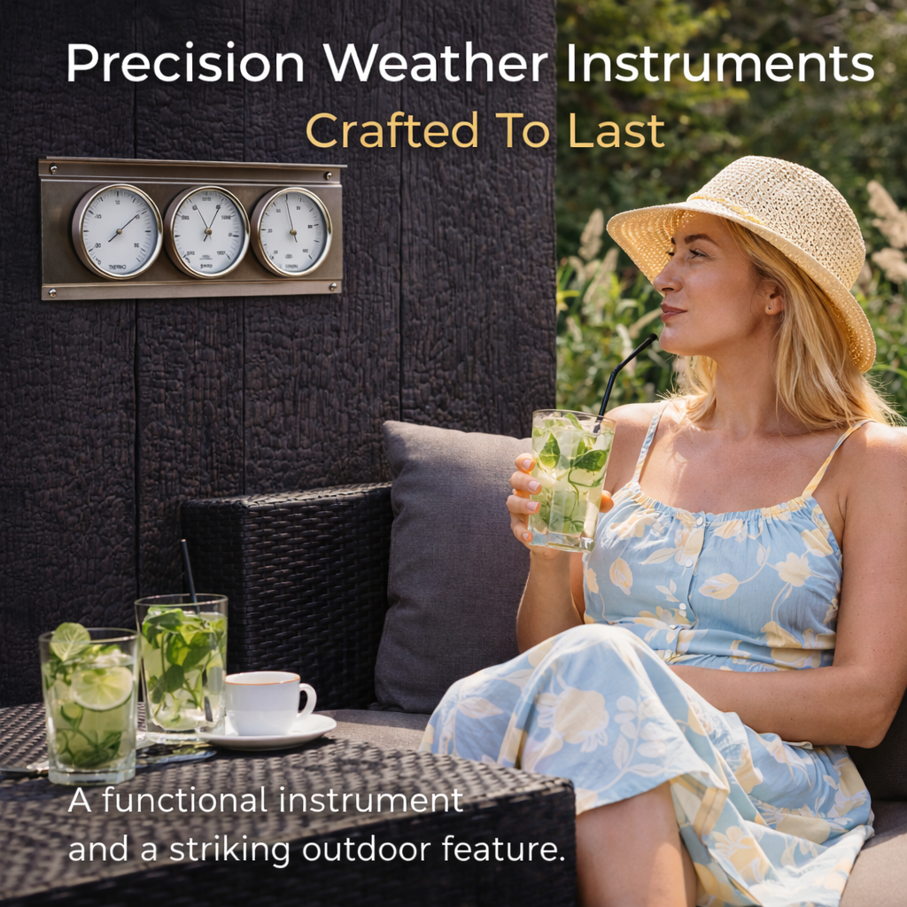 Outdoor Weather Station – Stainless Steel Barometer, Hygrometer & Thermometer