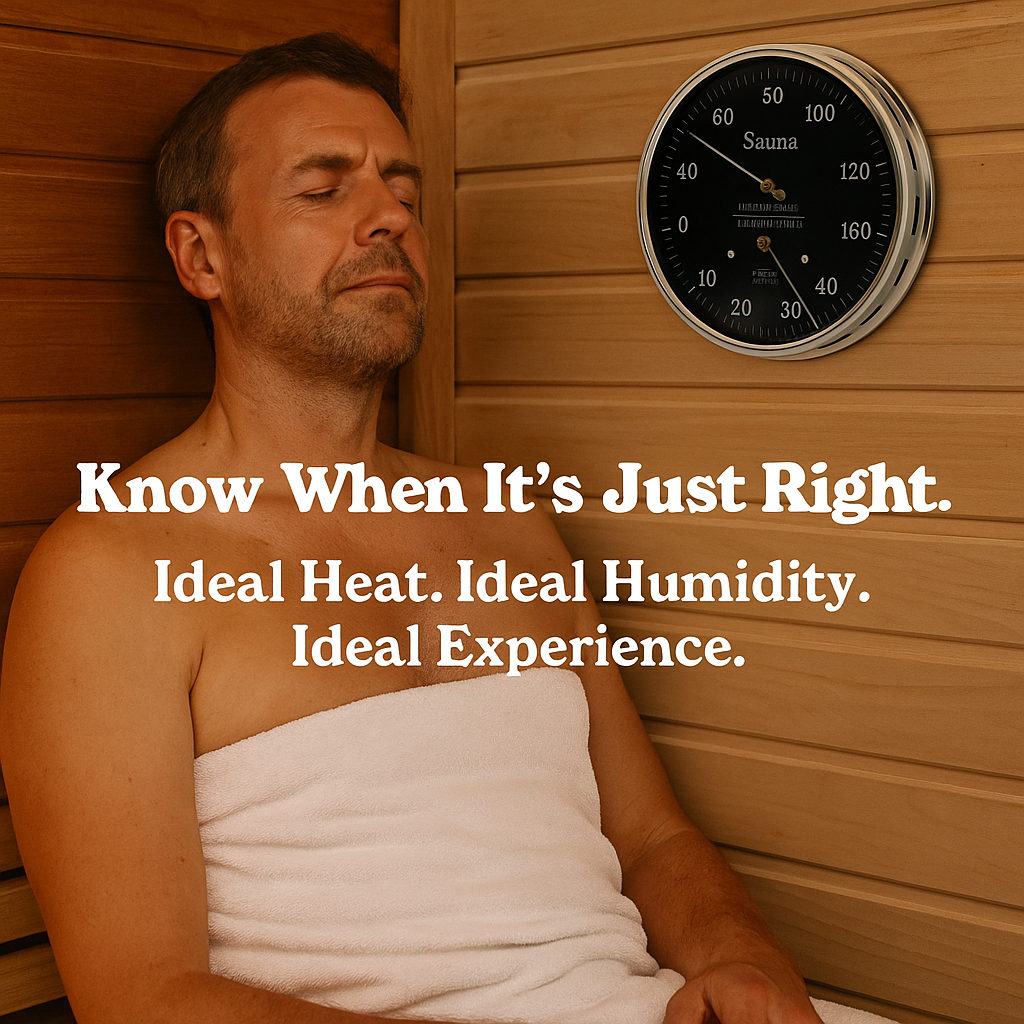 Fischer German Sauna Gauge – Black Dial 160mm (Temperature & Humidity)