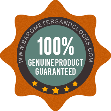 100% genuine product guarantee badge for barometers, clocks, and weather instruments