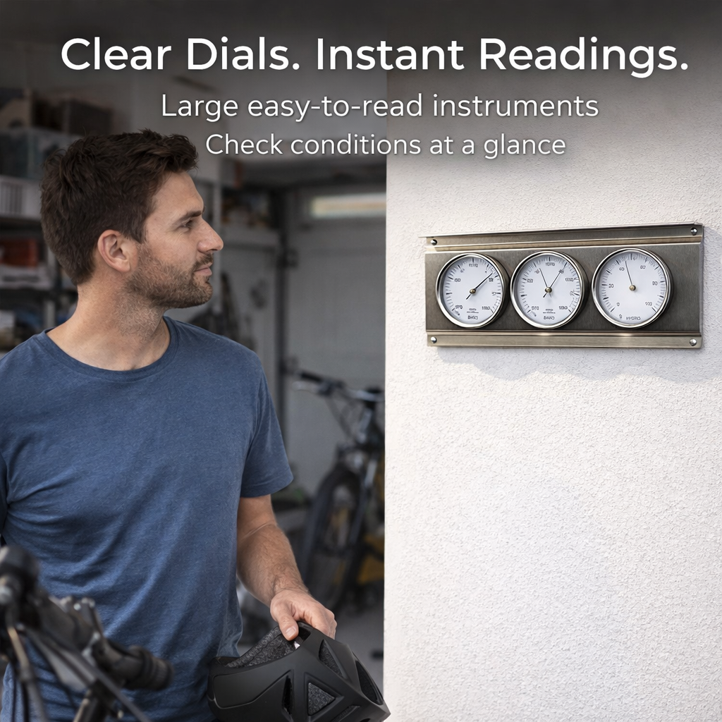 Outdoor Weather Station – Stainless Steel Barometer, Hygrometer & Thermometer