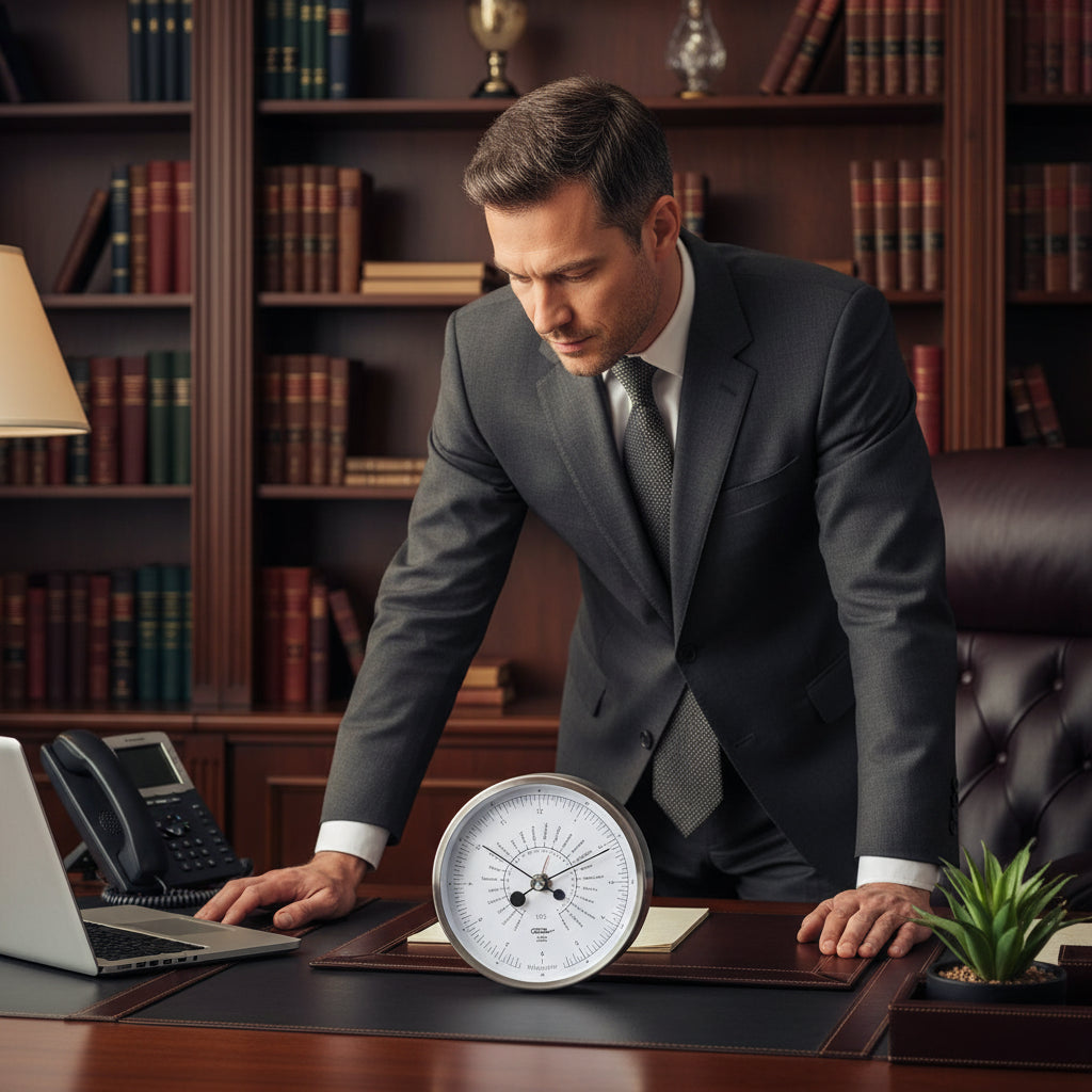 Designer POLAR Instruments - World Time Clock Brushed Stainless