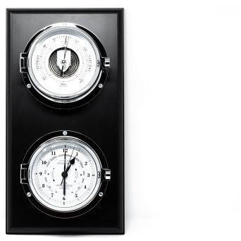 Impressive Solid Fischer Nautical Chrome Barometer & Tide Clock