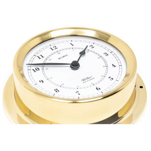 Polished Brass & White Dial 125mm Quartz Clock
