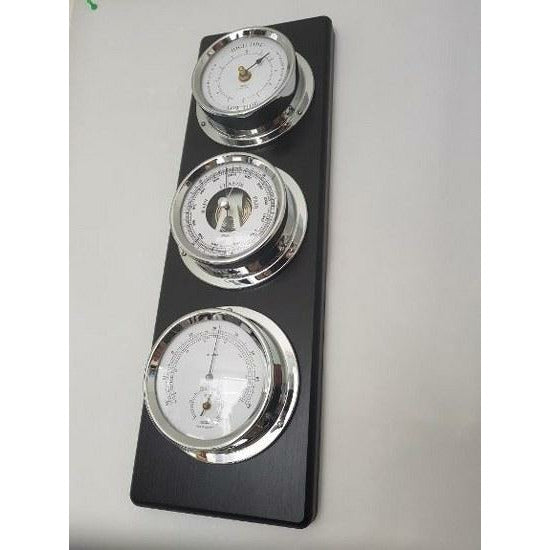 Modern Ebony & Chrome Weatherstation – 4-in-1 Hygrometer, Barometer, Thermometer & Tide Clock