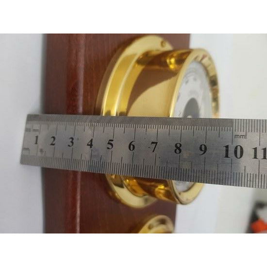 Modern Mahogany & Brass Weatherstation – 4-in-1 Hygrometer, Barometer, Thermometer & Tide Clock