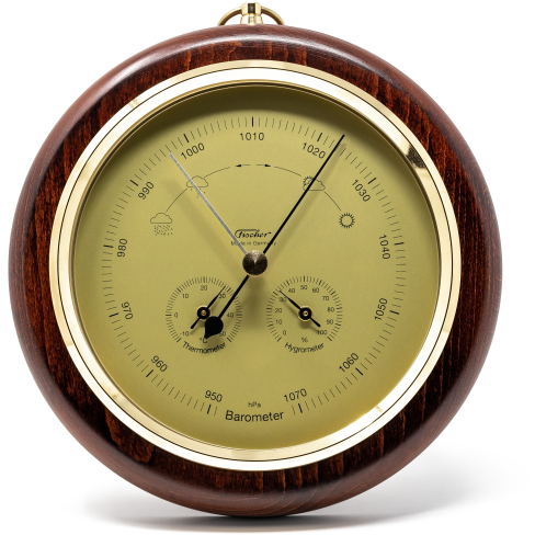 Mahogany & Brass Weather-Station  3 in 1 - Hygrometer + Barometer + Thermometer