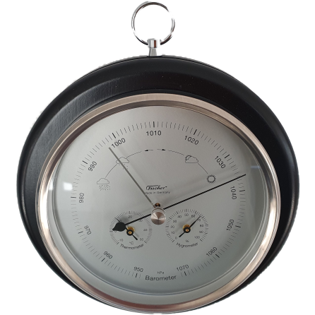 Ebony & Chrome Weather-Station  3 in 1 - Hygrometer + Barometer + Thermometer