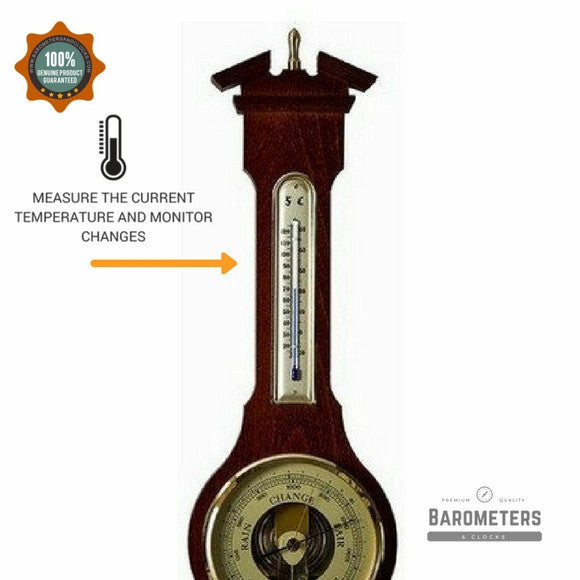 Traditional  Banjo Walnut  540 mm Weatherstation -3 in 1 - Hygrometer + Barometer + Thermometer
