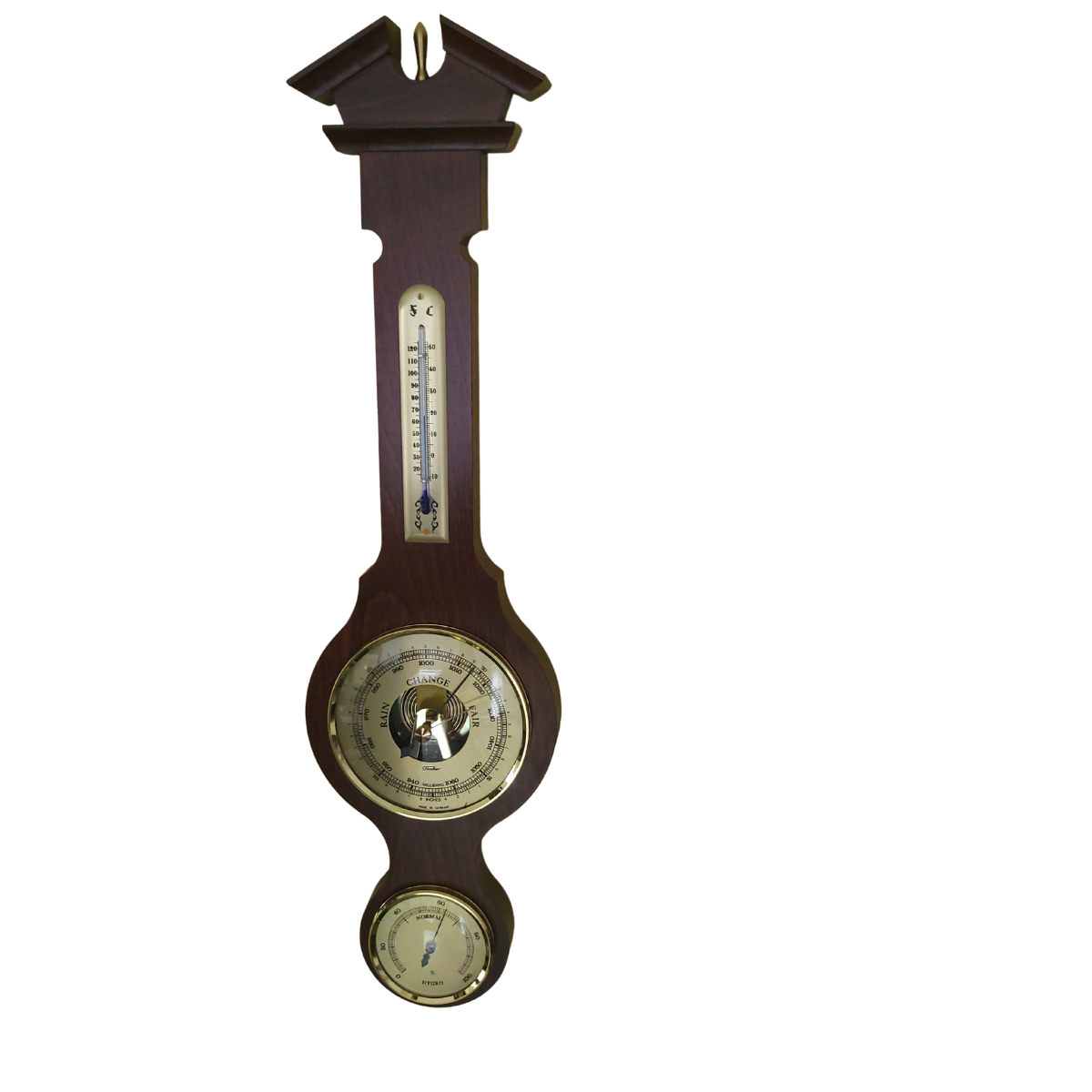 Banjo Mahogany  Weatherstation -3 in 1 - Hygrometer + Barometer + Thermometer