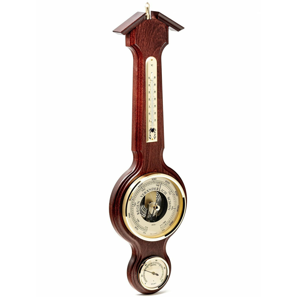 Traditional Banjo Mahogany 540mm Weatherstation -3 in 1 - Hygrometer + Barometer + Thermometer
