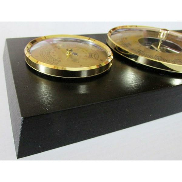 Modern Ebony & Brass Weatherstation 3 in 1 - Hygrometer + Barometer + Thermometer