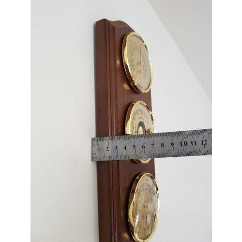 Walnut & Brass Weatherstation-3 in 1 - Hygrometer + Barometer + Thermometer