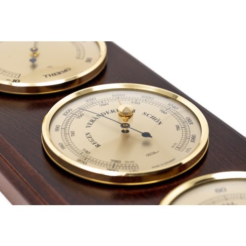 Mahogany & Brass Weatherstation-3 in 1 - Hygrometer + Barometer + Thermometer
