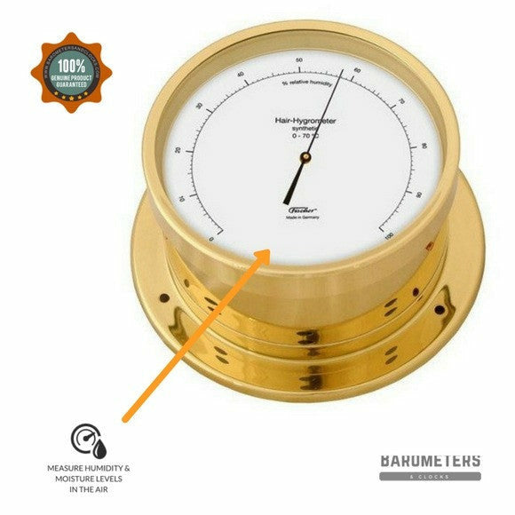 Nautical Polished Brass Precision Hygrometer