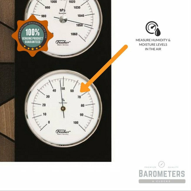 Stylish Ebony Weather Station 3 in 1 - Hygrometer + Barometer + Thermometer