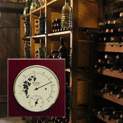 Wine Cellar Hygrometer & Thermometer – Mahogany Finish (1225HT-22)
