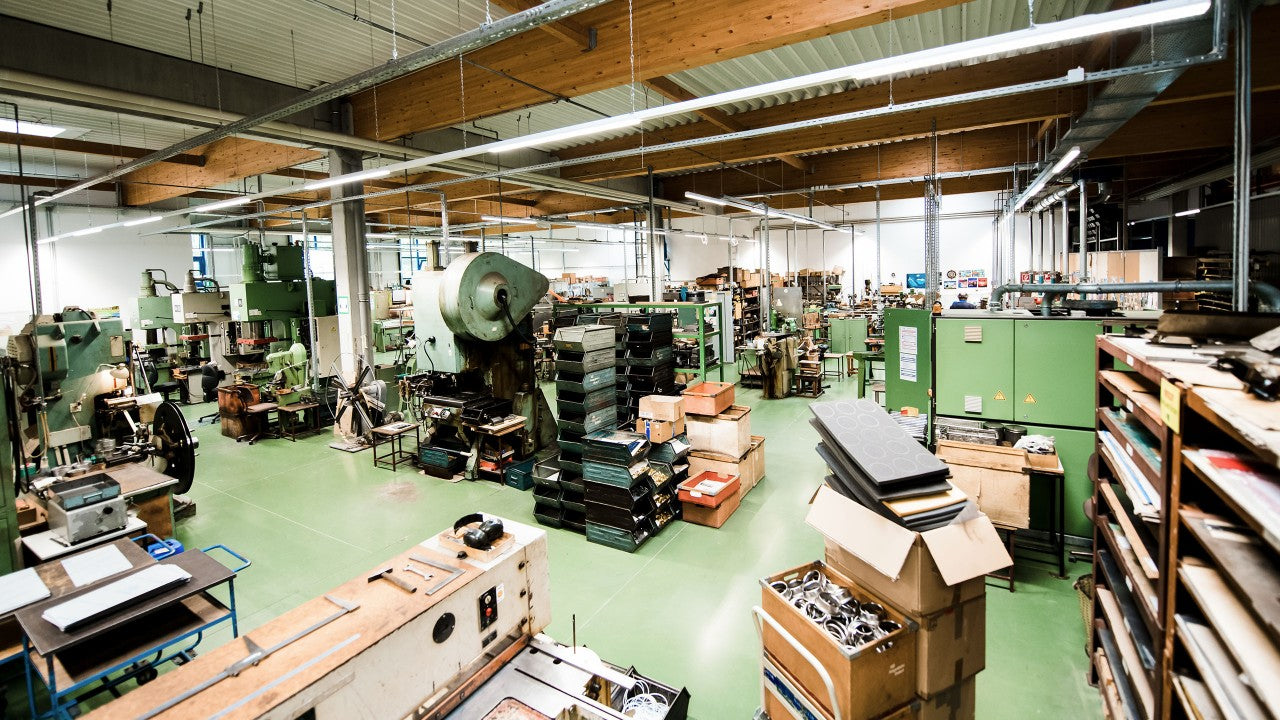 German workshop with machinery and tools for barometers, clocks, and weather instruments