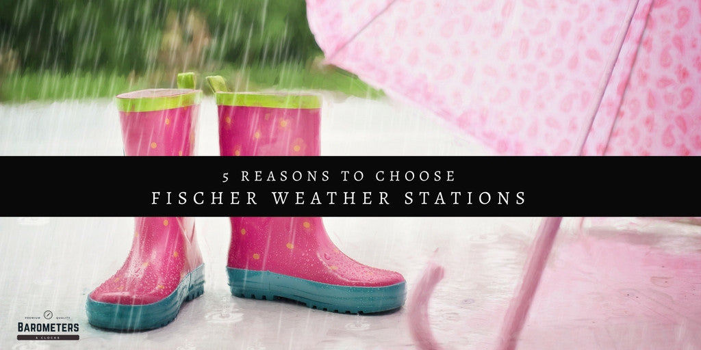 Pink rain boots and pink umbrella in a rainy outdoor setting promoting weather stations