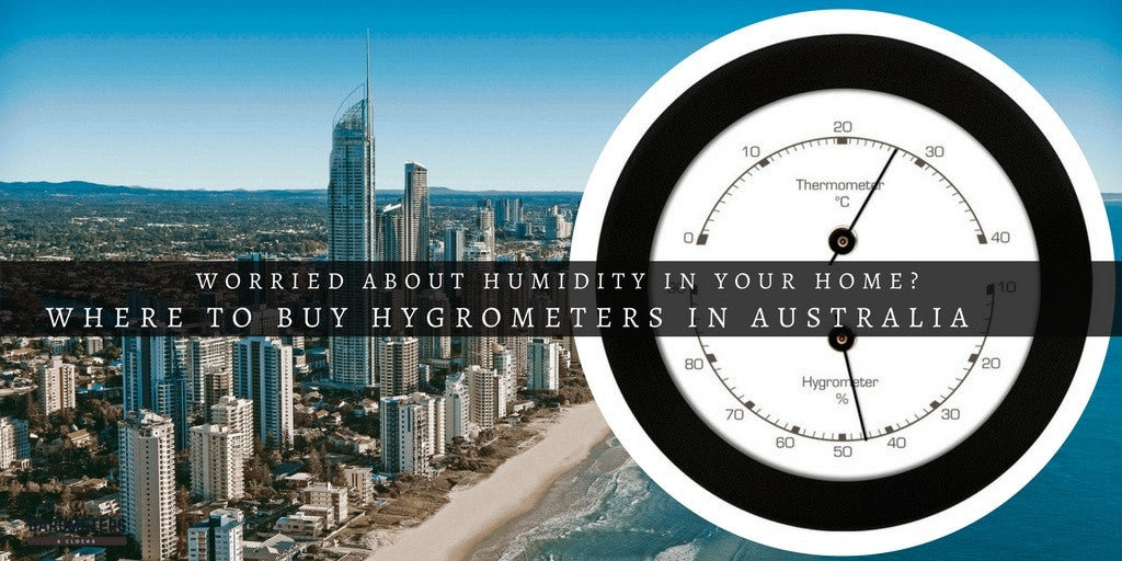 Gold Coast cityscape with humidity hygrometer and thermometer, buy hygrometers Australia
