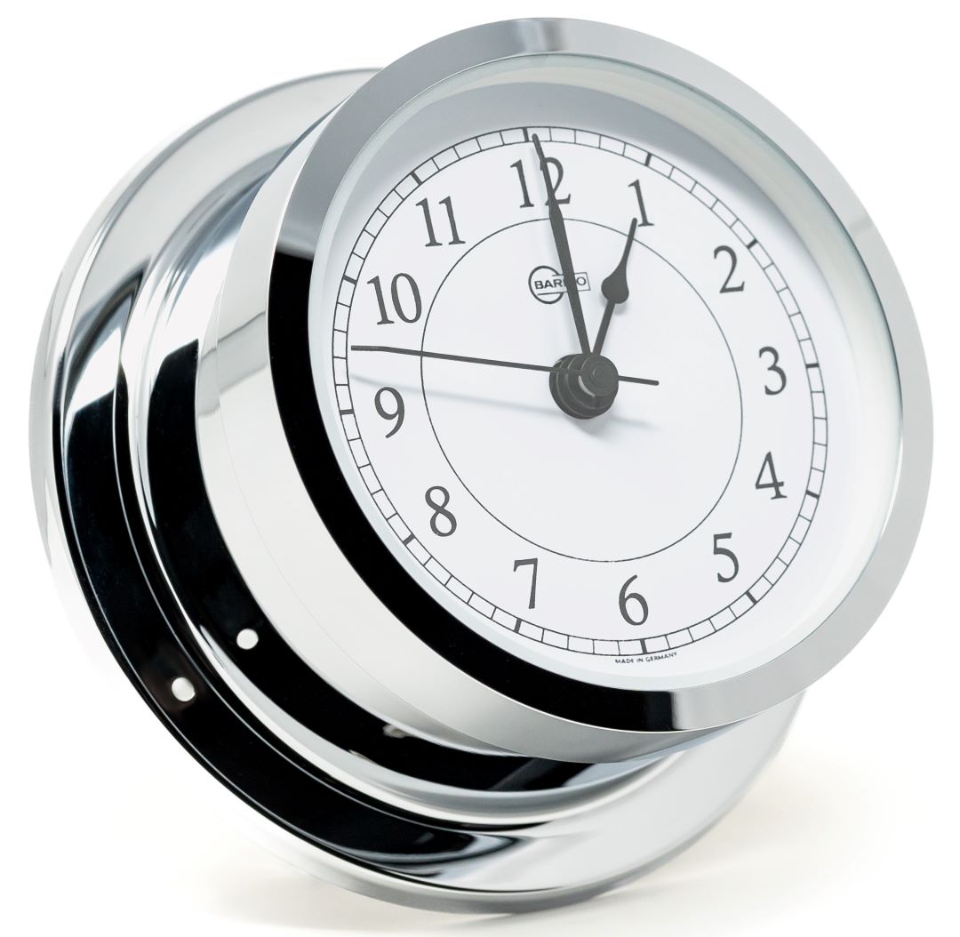 Barigo Star Quartz Clock | Polished Chrome with White Dial | 110mm | 1187CR