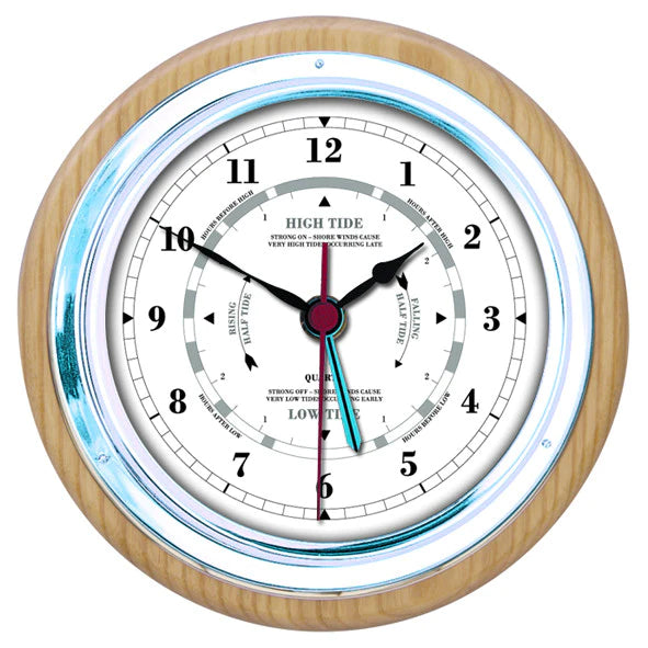 Modern Fischer Wood &amp; Chrome Barometer &amp; Tide Clock Combo