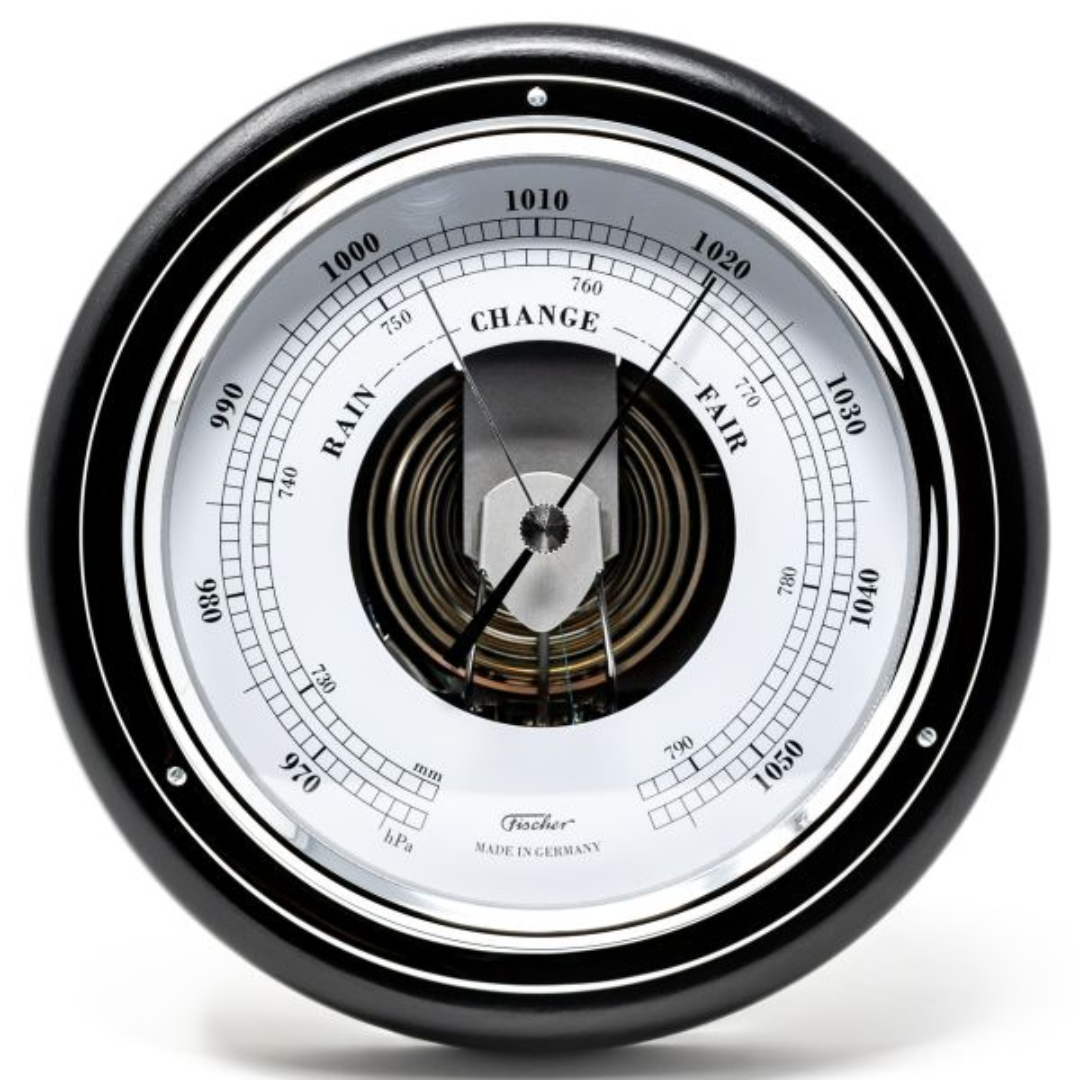 Modern Black &amp; Chrome Barometer &amp; Tide Clock Combo