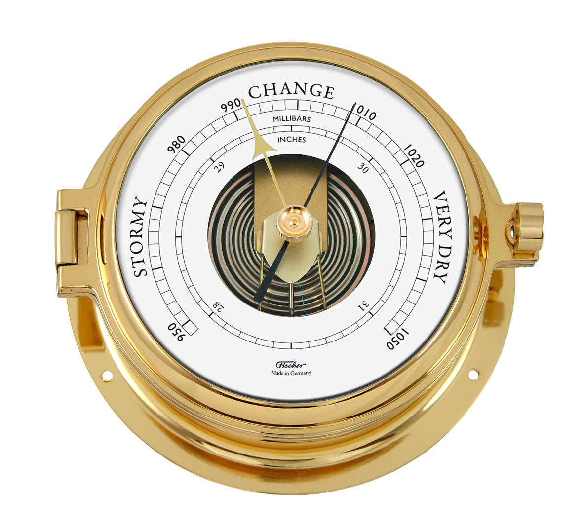 Solid Polished Brass Tide Clock &amp; Barometer – Premium Marine Weather Instrument