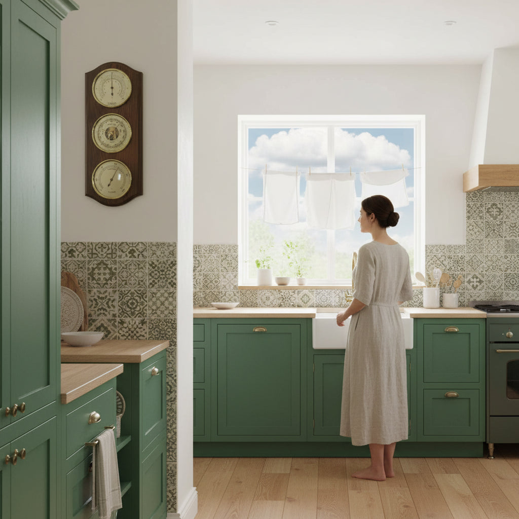 Walnut & Brass Weatherstation-3 in 1 - Hygrometer + Barometer + Thermometer