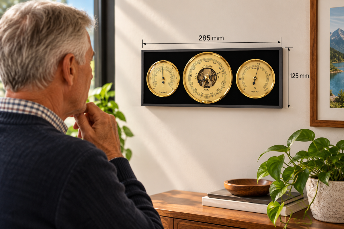 Modern Ebony & Brass Weatherstation |3 in 1 - Hygrometer + Barometer + Thermometer | 9103-06