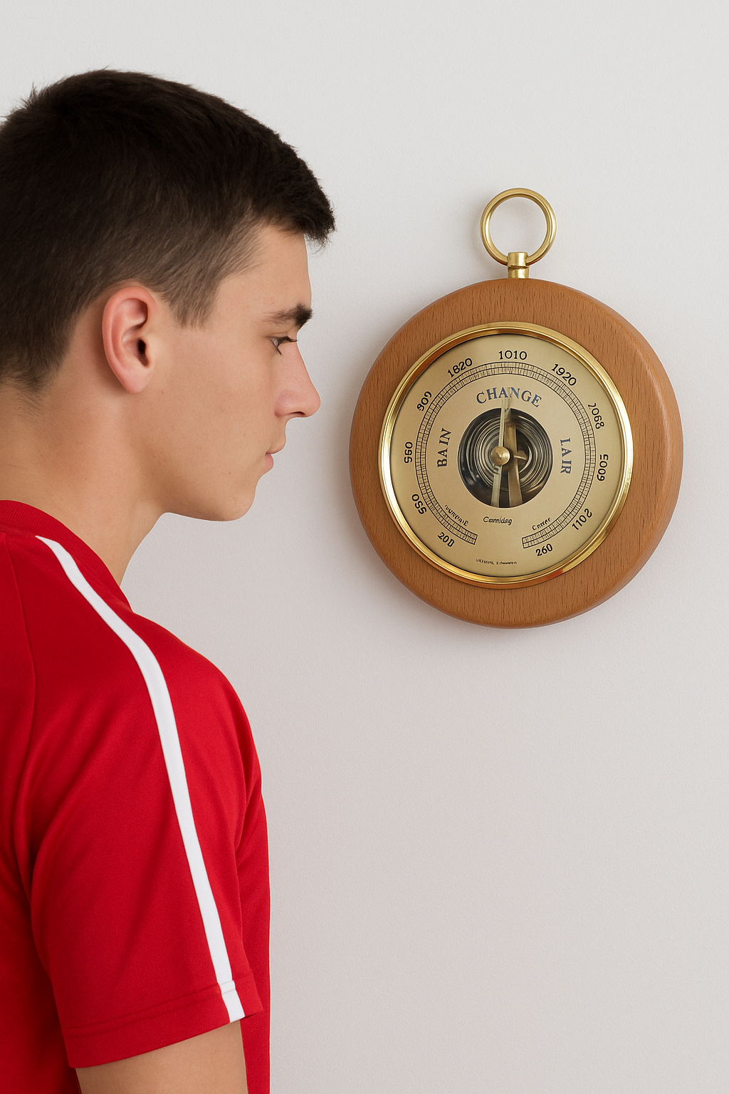 Light Beech Wood  & Brass 140mm Fischer Barometer