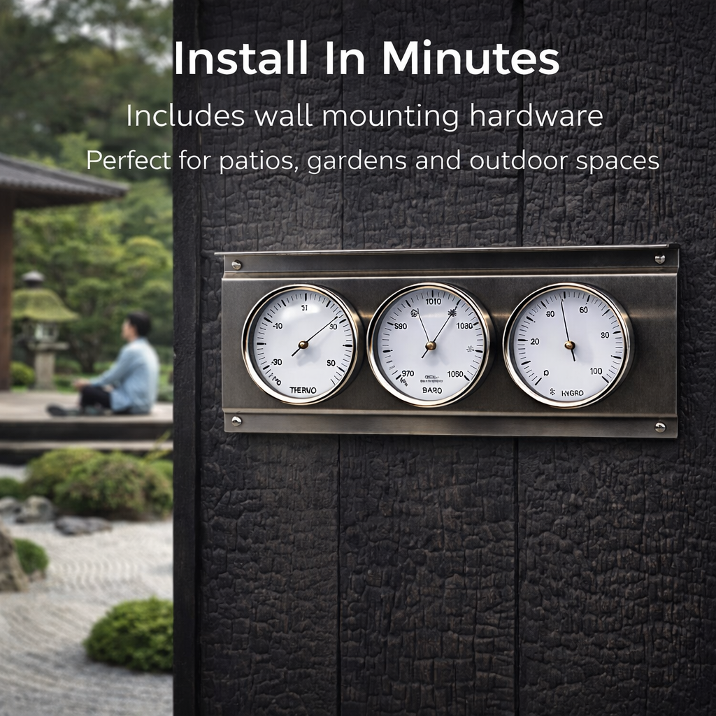 Outdoor Weather Station – Stainless Steel Barometer, Hygrometer & Thermometer