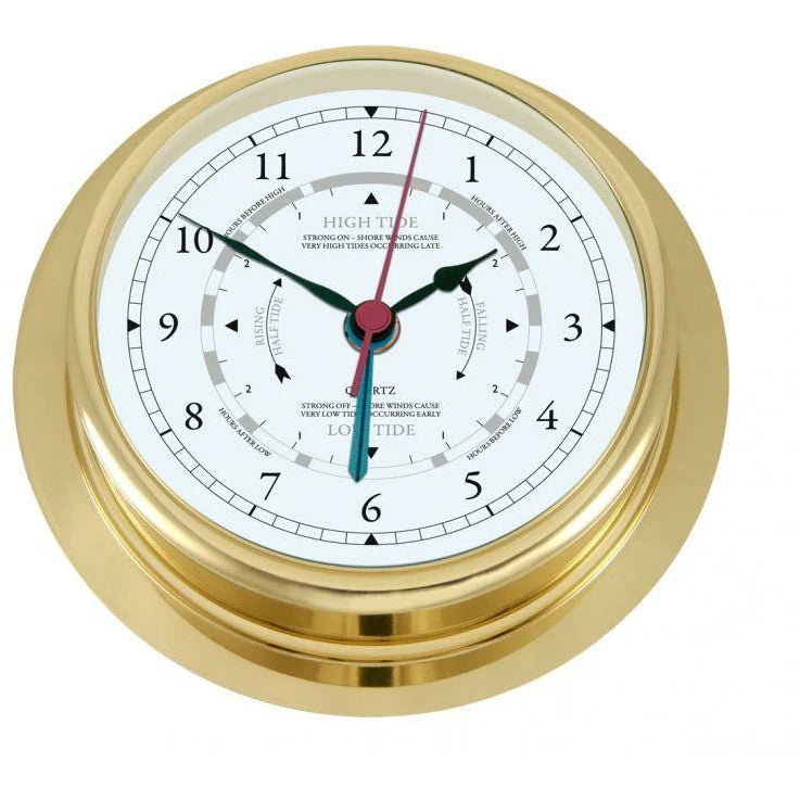 Large Polished Brass 200mm Barometer &amp; Tide Clock Combo