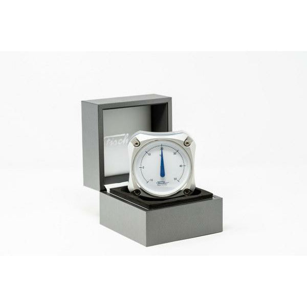 This beautiful silver hygrometer is part of the Fischer Edition